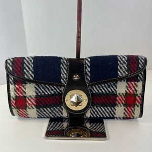 Kate Spade Wool Clutch in Red, White and Blue Plaid
